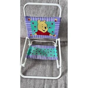 Vintage Winnie the Pooh Child Folding Chair Kids Disney Seat Purple Fabric